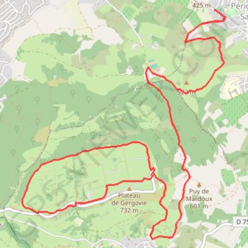 Itinéraire ECOLE_PERIGNAT_-_TOUR_PLATEAU_GERGOVIE_, distance, dénivelé, altitude, carte, profil, trace GPS