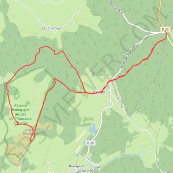 Itinéraire La Croix de Chaussitre, distance, dénivelé, altitude, carte, profil, trace GPS