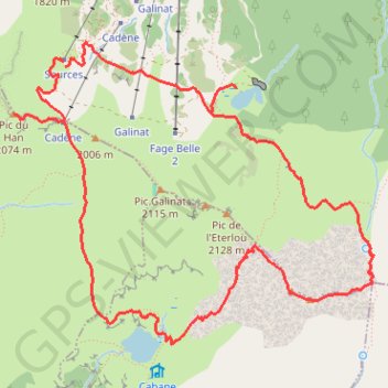 Itinéraire Pic du Han - Appy - Fage Belle, distance, dénivelé, altitude, carte, profil, trace GPS