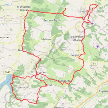 Itinéraire Circuit des oiseaux - Simorre, distance, dénivelé, altitude, carte, profil, trace GPS
