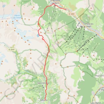 Itinéraire Tour des Écrins, du Lauzet à Vallouise, distance, dénivelé, altitude, carte, profil, trace GPS