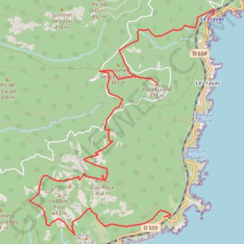 Itinéraire Du Trayas au Cap Roux, distance, dénivelé, altitude, carte, profil, trace GPS