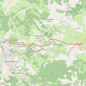 Itinéraire Lescure - Saint-Lizier (Grande Traversée), distance, dénivelé, altitude, carte, profil, trace GPS