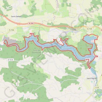 Itinéraire Tour du lac de Guerlédan, distance, dénivelé, altitude, carte, profil, trace GPS
