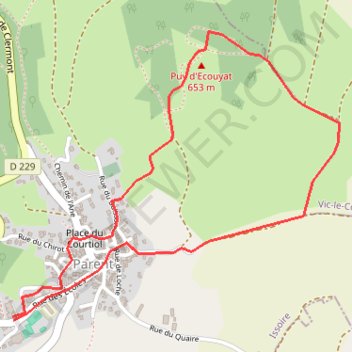 Itinéraire 5 Puy d'Ecouyat, distance, dénivelé, altitude, carte, profil, trace GPS