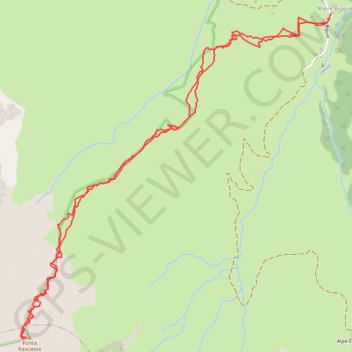 Itinéraire Punta Rasciassa, distance, dénivelé, altitude, carte, profil, trace GPS