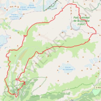 Itinéraire 3 jours au coeur de la Vanoise, distance, dénivelé, altitude, carte, profil, trace GPS