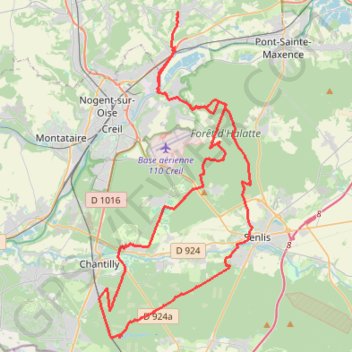 Itinéraire Cinqueux-Etang de comelles, distance, dénivelé, altitude, carte, profil, trace GPS