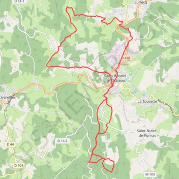 Itinéraire Saint-Bonnet le Château, distance, dénivelé, altitude, carte, profil, trace GPS