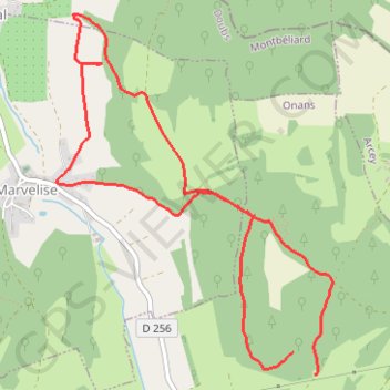 Itinéraire D'Onans à Gémonval, distance, dénivelé, altitude, carte, profil, trace GPS