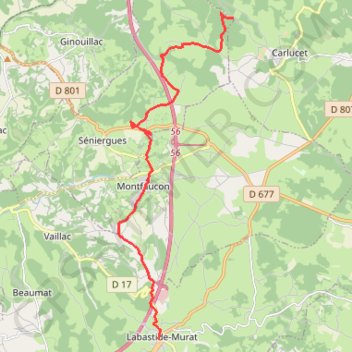 Itinéraire De Carlucet à Labastide-Murat, distance, dénivelé, altitude, carte, profil, trace GPS