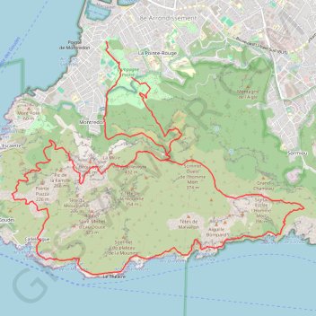 Itinéraire Calanques de Marseille, distance, dénivelé, altitude, carte, profil, trace GPS
