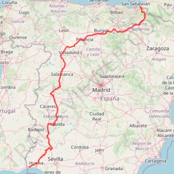Itinéraire EuroVelo 1 (Spain), distance, dénivelé, altitude, carte, profil, trace GPS