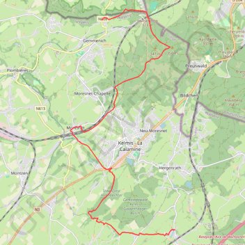 Itinéraire GR 563 : Astenet - Gemmenich, distance, dénivelé, altitude, carte, profil, trace GPS