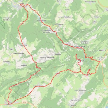 Itinéraire La source de la Loue - Doubs, distance, dénivelé, altitude, carte, profil, trace GPS