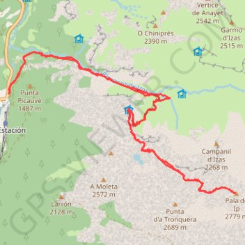 Itinéraire Pala de Ip, distance, dénivelé, altitude, carte, profil, trace GPS