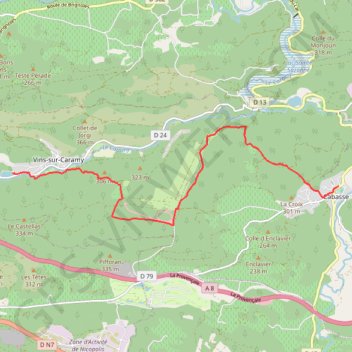 Itinéraire Cabasse - Vins - Trail 3, distance, dénivelé, altitude, carte, profil, trace GPS