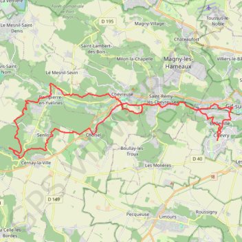 Itinéraire Gif - Dampierre - Vaux de Cernay - Choisel, distance, dénivelé, altitude, carte, profil, trace GPS