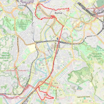 Itinéraire Rome, quartier EUR et Trastevere, distance, dénivelé, altitude, carte, profil, trace GPS