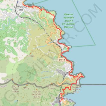 Itinéraire Banyuls Sur Mer - Cerbére - Port Bou, distance, dénivelé, altitude, carte, profil, trace GPS