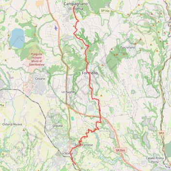 Itinéraire tappa-44-da-campagnano-la-storta, distance, dénivelé, altitude, carte, profil, trace GPS