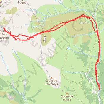 Itinéraire Soum de Nère, distance, dénivelé, altitude, carte, profil, trace GPS