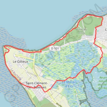 Itinéraire PR - Saint Clément - Phare des Baleines - Lizay - Marais d'Éloi - Saitn Clément - 15.2km, distance, dénivelé, altitude, carte, profil, trace GPS