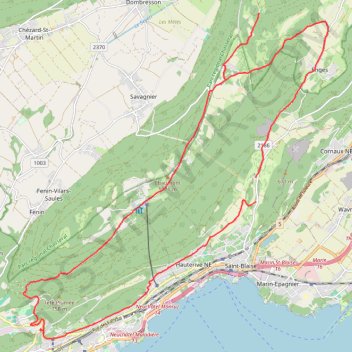 Itinéraire Chaumont neuchatel, distance, dénivelé, altitude, carte, profil, trace GPS