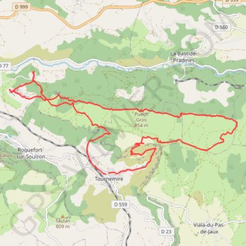 Itinéraire Rando tournemire crete du cernon Monclarat, distance, dénivelé, altitude, carte, profil, trace GPS