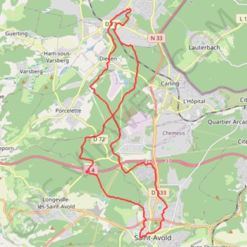 Itinéraire Boucle au départ de Saint Avold, distance, dénivelé, altitude, carte, profil, trace GPS