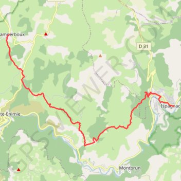 Itinéraire Champerboux Ispagnac_, distance, dénivelé, altitude, carte, profil, trace GPS