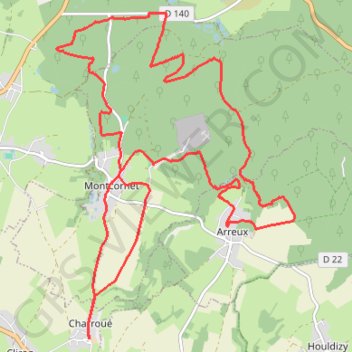 Itinéraire De Charroué à Arreux par Montcornet, distance, dénivelé, altitude, carte, profil, trace GPS