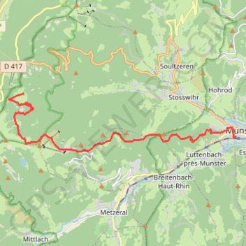 Itinéraire De Munster aux 3 Fours (Aller) - Munster, distance, dénivelé, altitude, carte, profil, trace GPS