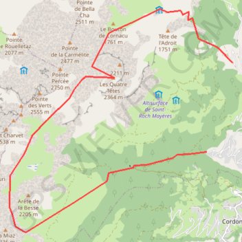 Itinéraire Les Quatre Têtes, distance, dénivelé, altitude, carte, profil, trace GPS