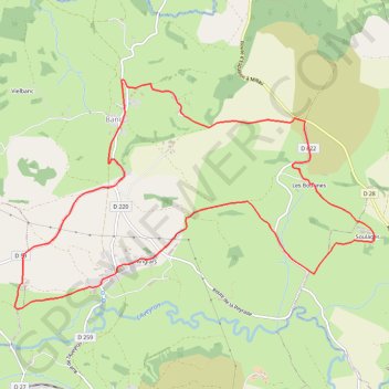Itinéraire PR 27 Anglars, distance, dénivelé, altitude, carte, profil, trace GPS