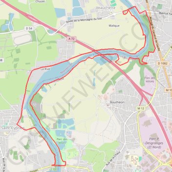 Itinéraire Du Barrage de Villerest au Barrage de Grangent en 10 boucles - Pont de Veauche - Pont d'Andrézieux, distance, dénivelé, altitude, carte, profil, trace GPS