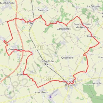 Itinéraire Plateau Andrésien - Saint-André-de-l'Eure, distance, dénivelé, altitude, carte, profil, trace GPS