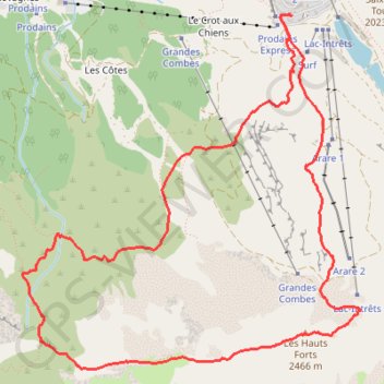 Itinéraire Les hauts Forts en traversée, distance, dénivelé, altitude, carte, profil, trace GPS