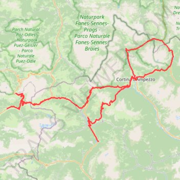 Itinéraire 1-Alleghe - Campitello di Fassa V2, distance, dénivelé, altitude, carte, profil, trace GPS