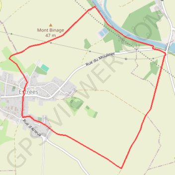 Itinéraire Circuit par Monts et par Vaux autour d'Estrées, distance, dénivelé, altitude, carte, profil, trace GPS