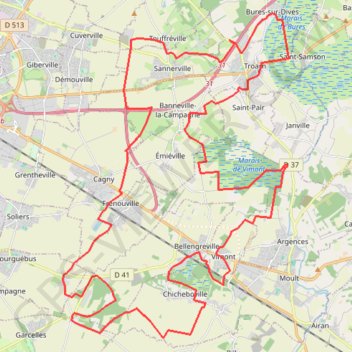 Itinéraire Les éoliennes de Chicheboville, distance, dénivelé, altitude, carte, profil, trace GPS