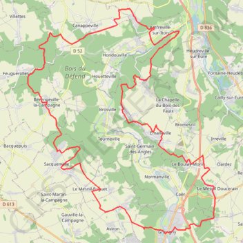 Itinéraire Autour de la vallée de l'Iton, distance, dénivelé, altitude, carte, profil, trace GPS