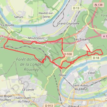 Itinéraire Le Roch d'Orival - Les Essarts, distance, dénivelé, altitude, carte, profil, trace GPS