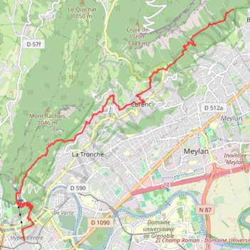 Itinéraire Sur les Pas des Huguenots - Grenoble - Biviers, distance, dénivelé, altitude, carte, profil, trace GPS