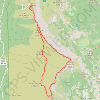 Itinéraire Grand et Petit Bénare depuis Piton Maïdo, distance, dénivelé, altitude, carte, profil, trace GPS