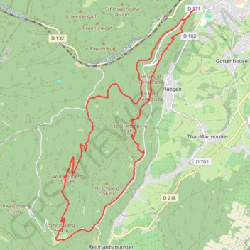 Itinéraire Le Haberacker - Saverne, distance, dénivelé, altitude, carte, profil, trace GPS