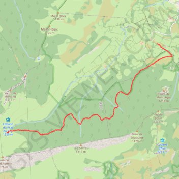 Itinéraire Cap de la Serre - col du Prat d'Ourey par Sauba, distance, dénivelé, altitude, carte, profil, trace GPS