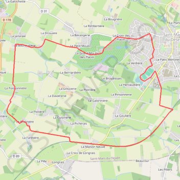 Itinéraire Saint Mars du Désert, distance, dénivelé, altitude, carte, profil, trace GPS