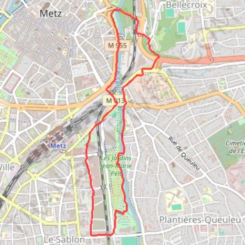 Itinéraire Metz, Sablon - Bellecroix, distance, dénivelé, altitude, carte, profil, trace GPS