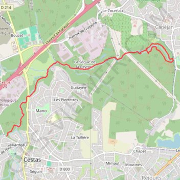 Itinéraire Eau Bourdes - Cestas, distance, dénivelé, altitude, carte, profil, trace GPS